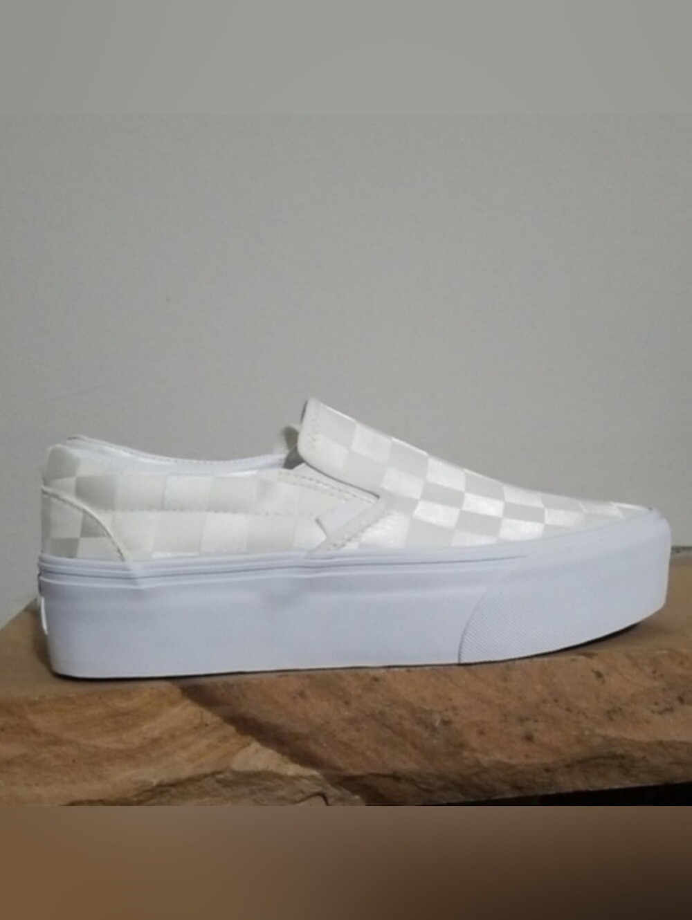 NEW! Vans Classic Stackform Satin Checker Marshmallow Womens 7.5 (Price Firm)